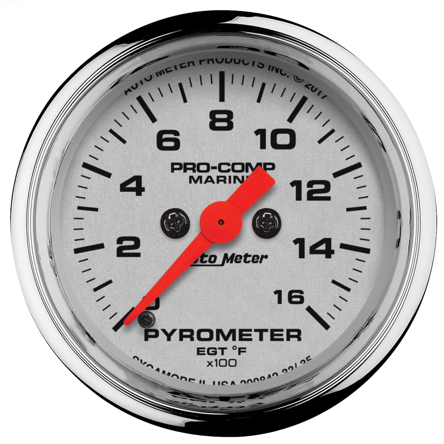 AutoMeter 2-1/16 in. PYROMETER 0-1600 Fahrenheit MARINE CHROME ULTRA-LITE 200842-35