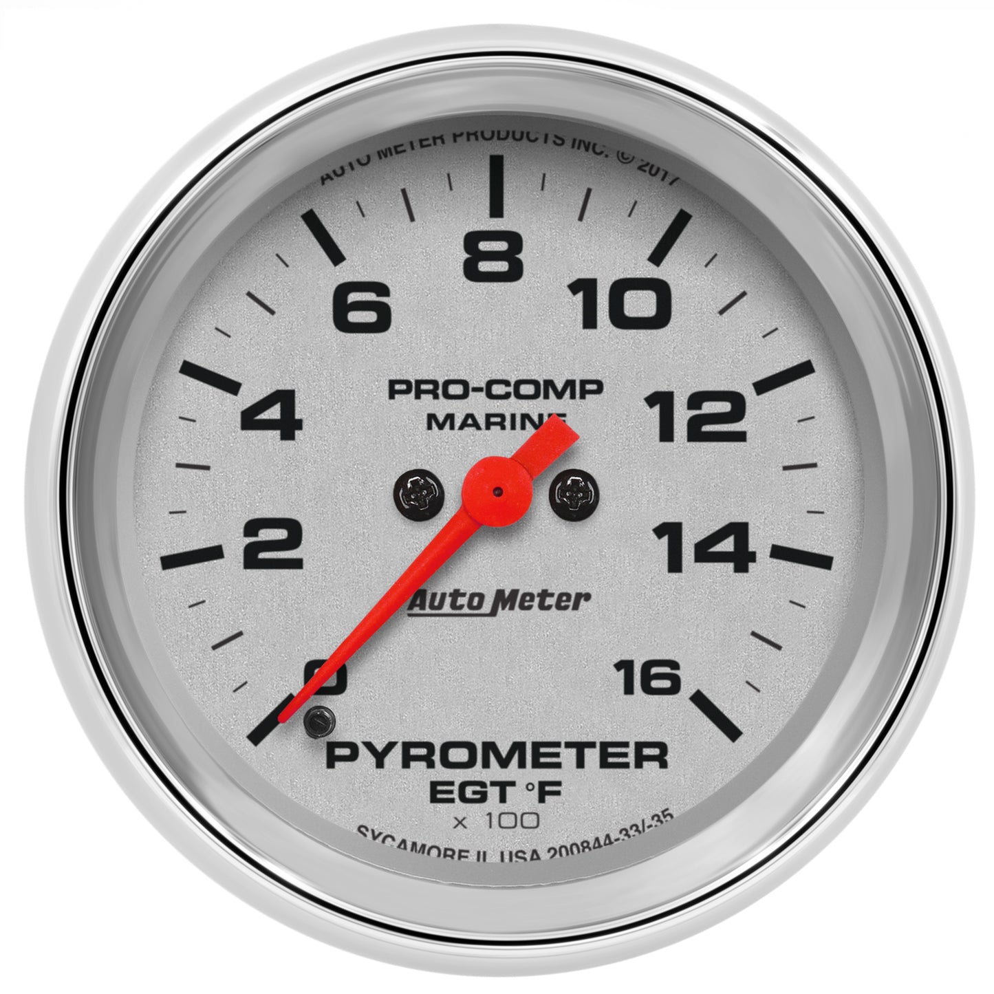AutoMeter 2-5/8 in. PYROMETER 0-1600 Fahrenheit MARINE CHROME ULTRA-LITE 200844-35