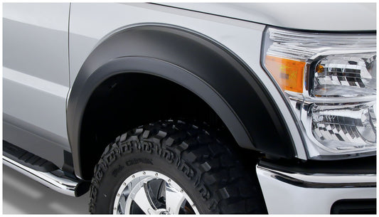 Bushwacker 20085-02 Black Extend-A-Fender Style Smooth Finish Front Fender Flares For 2011-2016 Ford F-250/F-350 Super Duty (Excludes Dually)