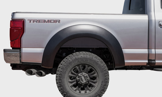 Bushwacker 20088-02 Black Extend-A-Fender Style Smooth Finish Rear Fender Flares For 2017-2022 Ford F-250/F-350 Super Duty