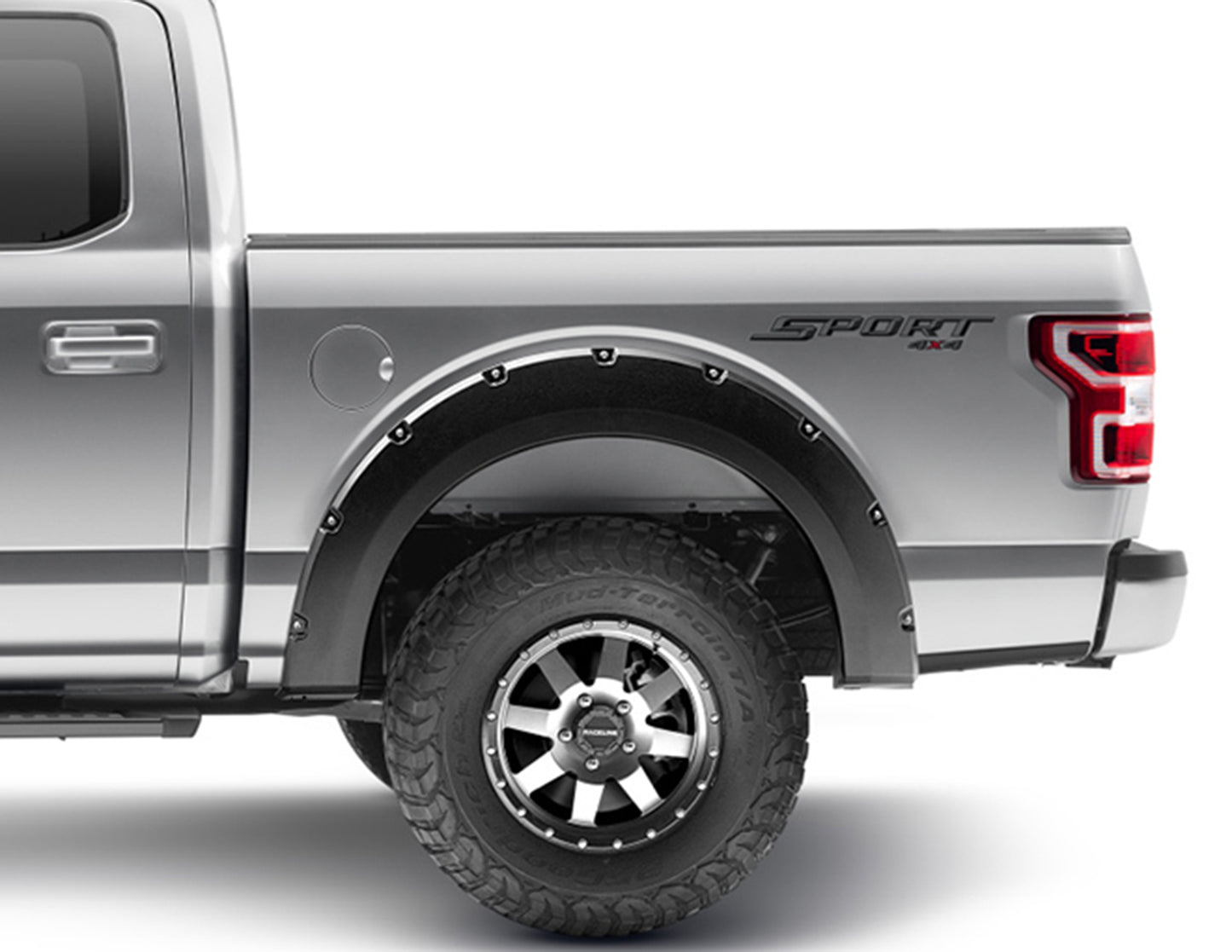Bushwacker 20092-02 Black Pocket/Rivet Style Smooth Finish Rear Fender Flares For 2015-2020 Ford F-150