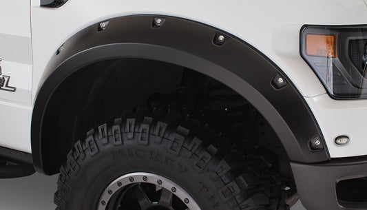 Bushwacker 20097-02 Black Pocket/Rivet Style Smooth Finish Front Fender Flares For 2010-2014 Ford Raptor