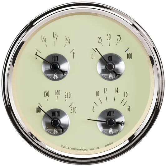 AutoMeter 5 in. QUAD GAUGE 100 PSI/100-250 Fahrenheit/8-18V/240-33 O PRESTIGE ANTIQUE IVORY 2010