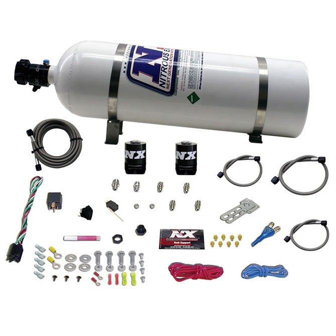 Nitrous Express GM EFI RACE (100-150-200-250HP) SINGLE NOZZLE WITH 15LB BOTTLE NX-20118-15