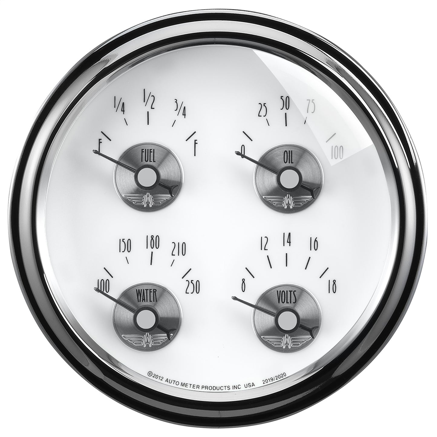 AutoMeter 5 in. QUAD GAUGE 100 PSI/100-250 Fahrenheit/8-18V/0-90 O PRESTIGE PEARL 2020
