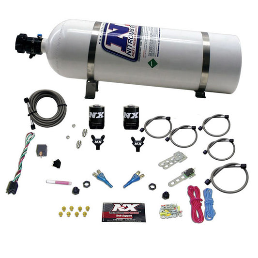 Nitrous Express DODGE 92- 95 TBI (50-75-100-125HP) DUAL NOZZLE WITH 15LB BOTTLE NX-20213-15