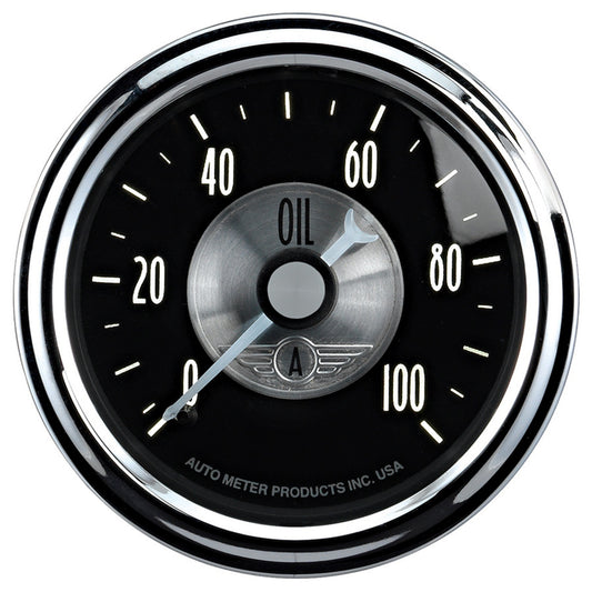 AutoMeter 2-1/16 in. OIL PRESSURE 0-100 PSI PRESTIGE BLACK DIAMOND 2022