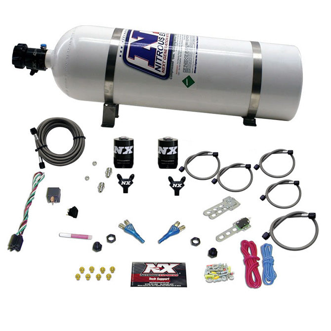 Nitrous Express DODGE EFI FULL RACE (100-150-200-300HP) DUAL NOZZLE WITH 15LB BOTTLE NX-20315-15