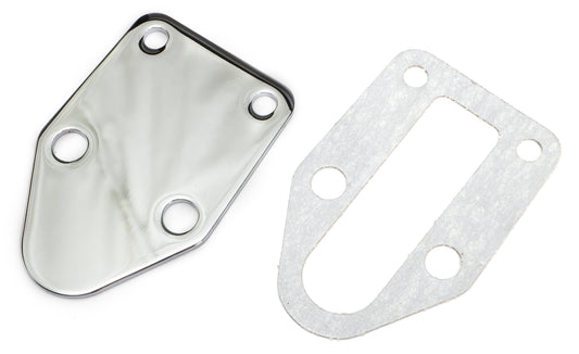 Trans-Dapt Performance Sb Chevy Fuel Pump Block Off Plate; Plain- Chrome 2054