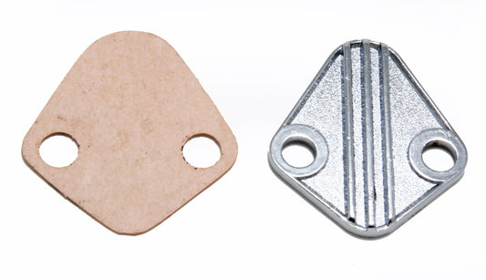 Trans-Dapt Performance Fuel Pump Block-Off Plate; Custom Style; Bb Chevy 396-454 V6 (Or Others W/1-3/4 In. Centers)- Chrome 2058