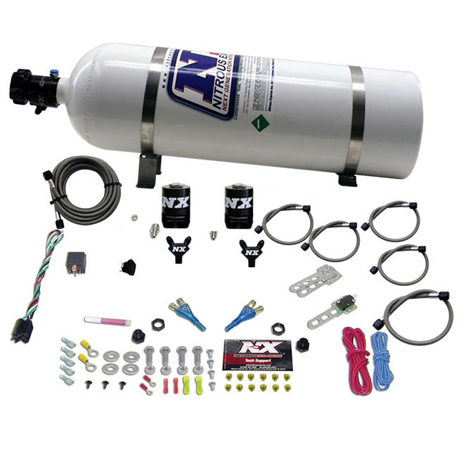 Nitrous Express DUAL NOZZLE SPORT COMPACT SYSTEM W/ 15LB BOTTLE (35-50-75HP) NX-20616-15
