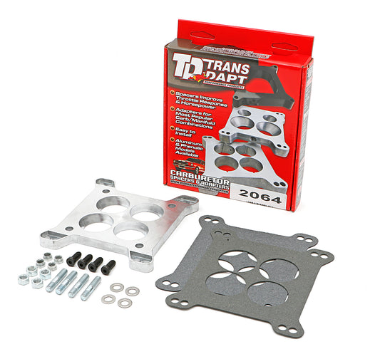 Trans-Dapt Performance 1/2 In. Tall Large 4Bbl To Small 4Bbl Manifold Carburetor Adapter -Cast Aluminum 2064