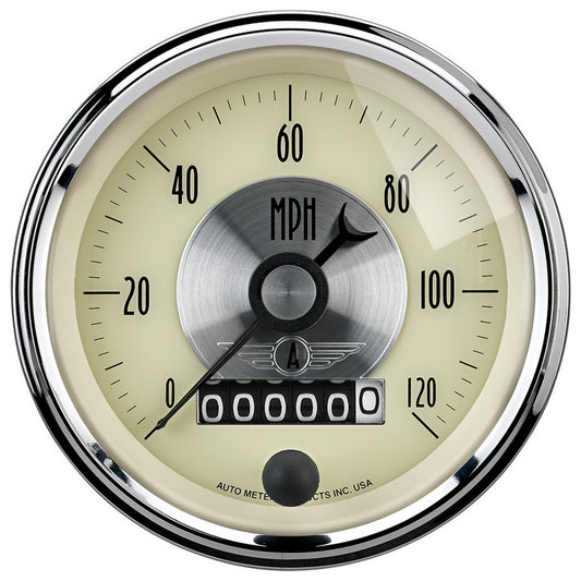 AutoMeter 3-3/8 in. SPEEDOMETER 0-120 MPH PRESTIGE ANTIQUE IVORY 2089