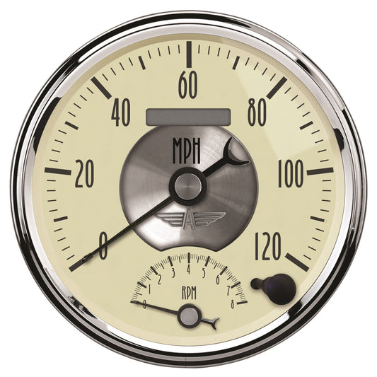 AutoMeter 5 in. TACHOMETER/SPEEDOMETER COMBO 8K RPM/120 MPH PRESTIGE ANTIQUE IVORY 2090