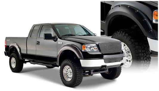 Bushwacker 20916-02 Black Pocket/Rivet Style Smooth Finish 4-Piece Fender Flare Set For 2004-2008 Ford F-150