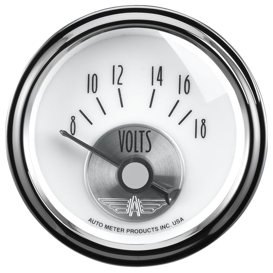 AutoMeter 2-1/16 in. VOLTMETER 8-18V PRESTIGE PEARL 2094