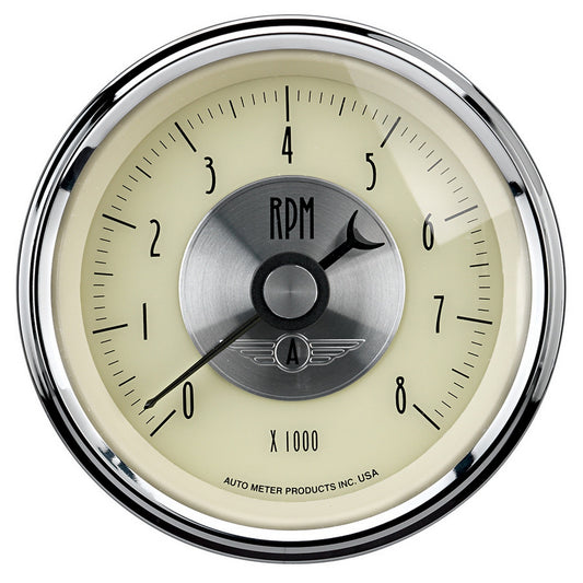 AutoMeter 3-3/8 in. IN-DASH TACHOMETER 0-8000 RPM PRESTIGE ANTIQUE IVORY 2097
