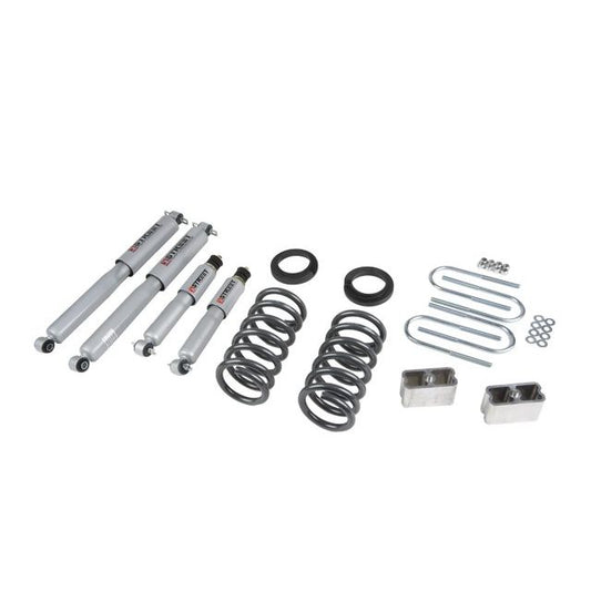 BELLTECH 630SP LOWERING KITS Front And Rear Complete Kit W/ Street Performance Shocks 1982-2004 Chevrolet S10/S15 Pickup 4&6 cyl. (Std Cab) 83-97 Chevrolet Blazer/Jimmy 4&6 cyl. 2 in. or 3 in. F/3 in. R drop W/ Street Performance Shocks