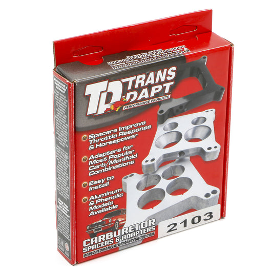 Trans-Dapt Performance 1 In. Tall Holley/Afb 4Bbl Spacer With Pcv -Open- Cast Aluminum Carburetor Spacer 2103