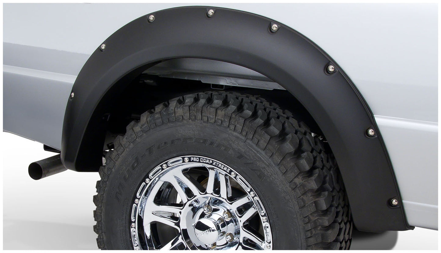 Bushwacker 21038-02 Black Pocket/Rivet Style Smooth Finish Rear Fender Flares For 1993-2011 Ford Ranger (Excludes FX4)