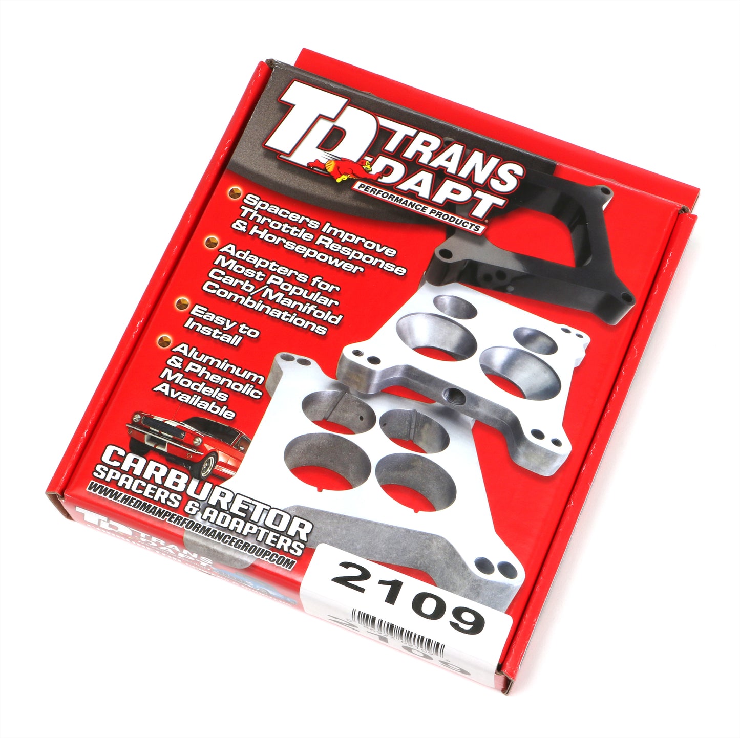 Trans-Dapt Performance 1 In. Tall Quadrajet Spacer- Open- Cast Aluminum Carburetor Spacer 2109