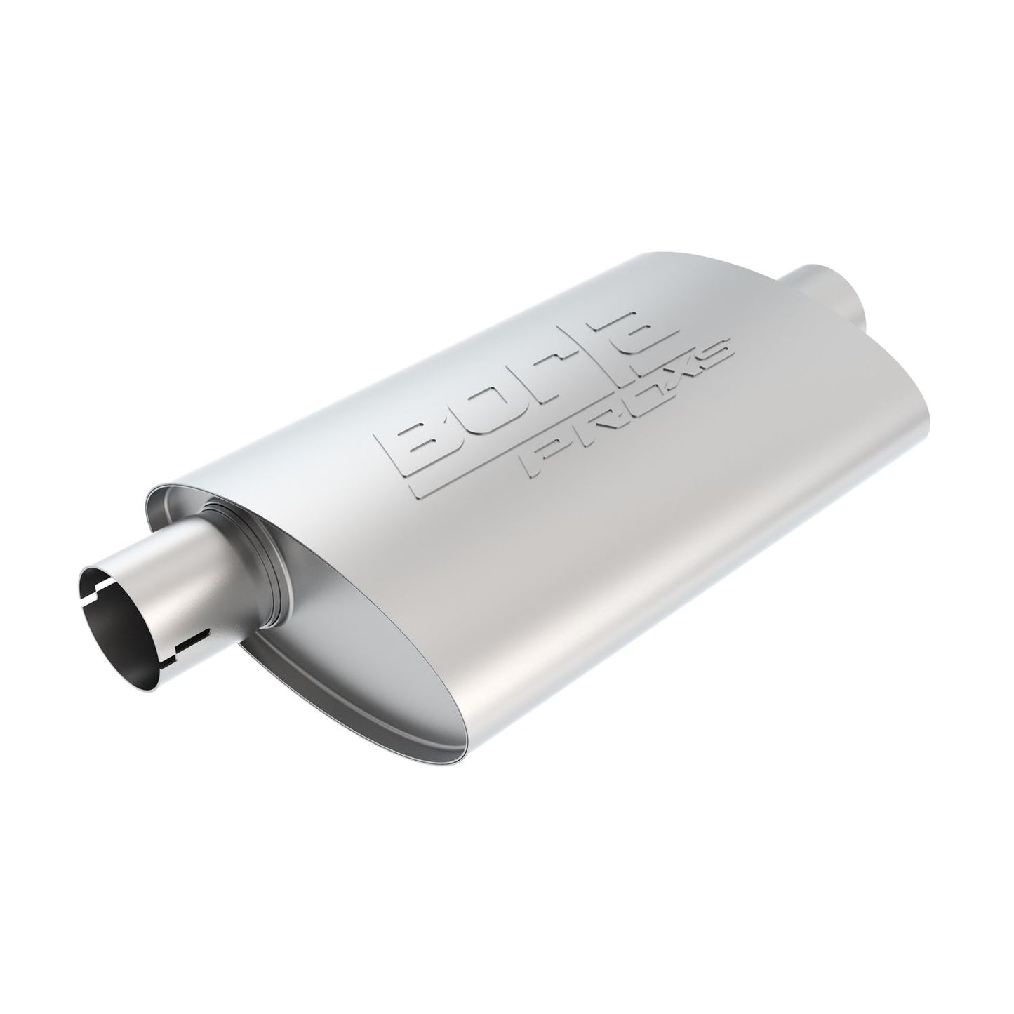 Borla ProXS Muffler 2.5in Offset Inlet/ 2.5in Center Outlet 4in x 9.5in Oval x 14in Long Body Notched Necks 400480