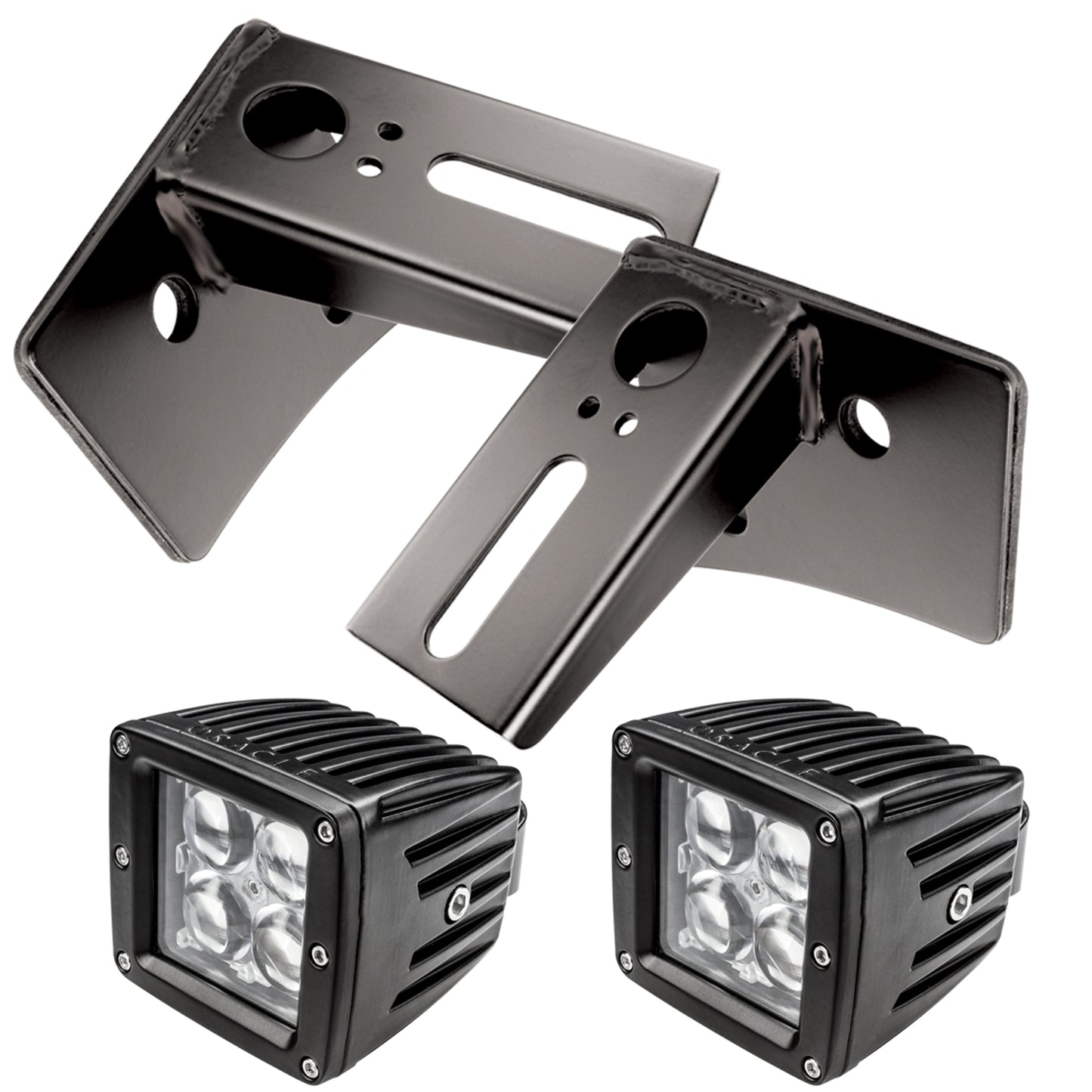 Oracle Lighting 2142-504 - ORACLE Jeep JK Lower Windshield Mount Brackets + Lights Combo