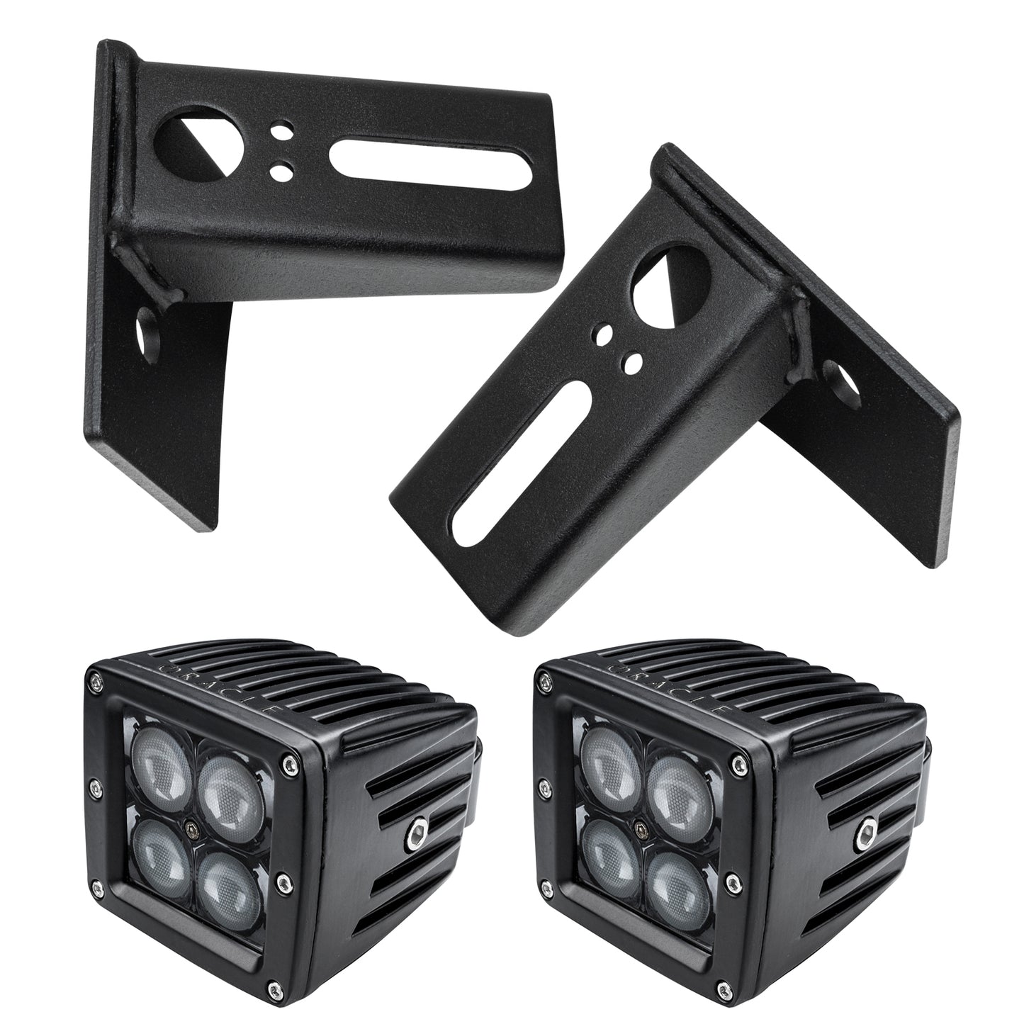 Oracle Lighting 2142-504 - ORACLE Jeep JK Lower Windshield Mount Brackets + Lights Combo