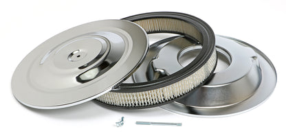 Trans-Dapt Performance Performance Style Air Cleaner Set (Paper Element); 14 In. Diam.; 2-1/8 In. Tall; Recessed Base- Chrome 2147