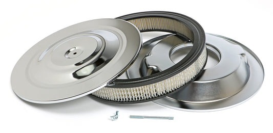 Trans-Dapt Performance Performance Style Air Cleaner Set (Paper Element); 14 In. Diam.; 2-1/8 In. Tall; Recessed Base- Chrome 2147
