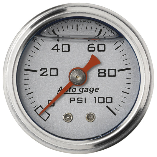 AutoMeter 1-1/2 in. PRESSURE 0-100 PSI SILVER 2180