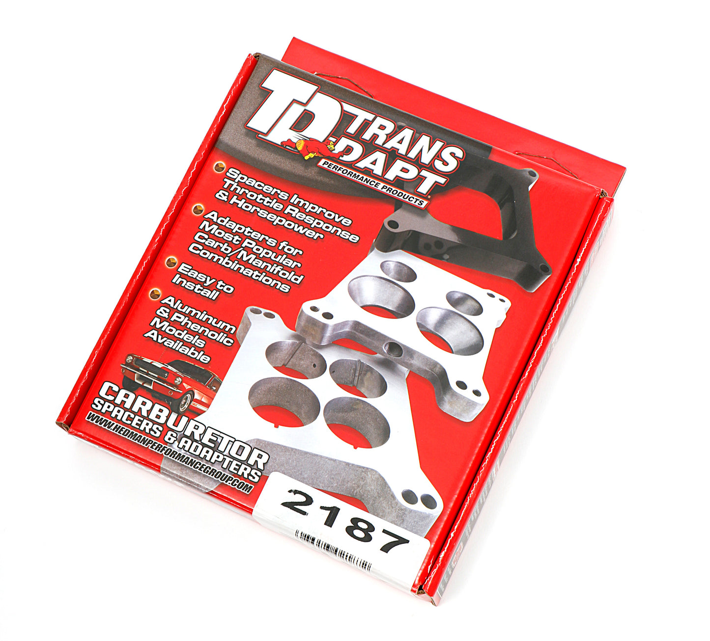 Trans-Dapt Performance 1 In. Tall Holley/Afb 4Bbl Spacer -Ported- Cast Carburetor Spacer- Aluminum Spacer 2187