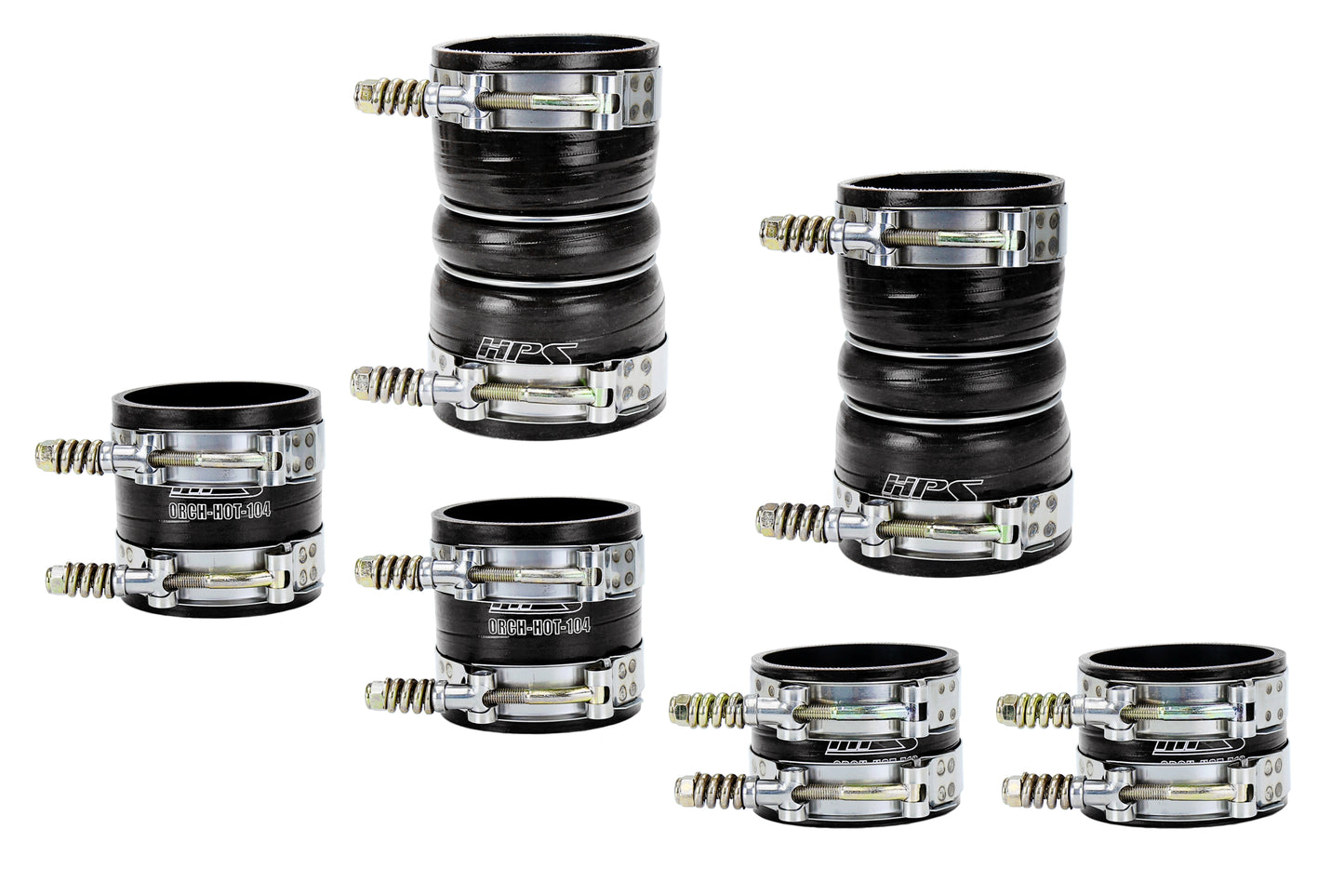 HPS Performance 4-ply Reinforced Fluorolined Silicone Replaces OEM Rubber Intercooler Boots 57-1539-BLK