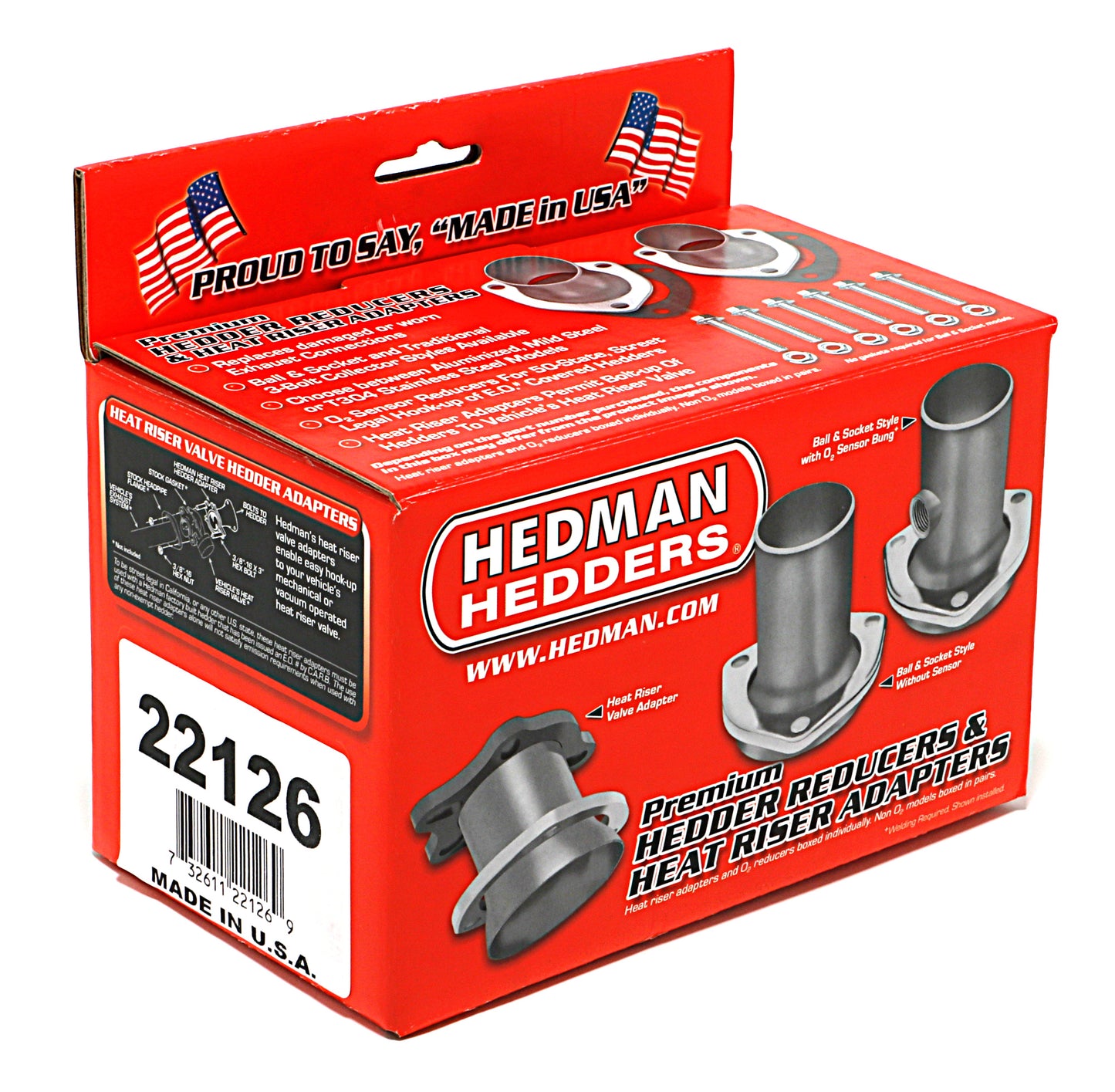 Hedman Hedders 3 IN. COLLECTOR TO 3 IN. EXHAUST HEADER REDUCER WITH O2 BUNG; BALL & SOCKET; STAINLESS STEEL 22126
