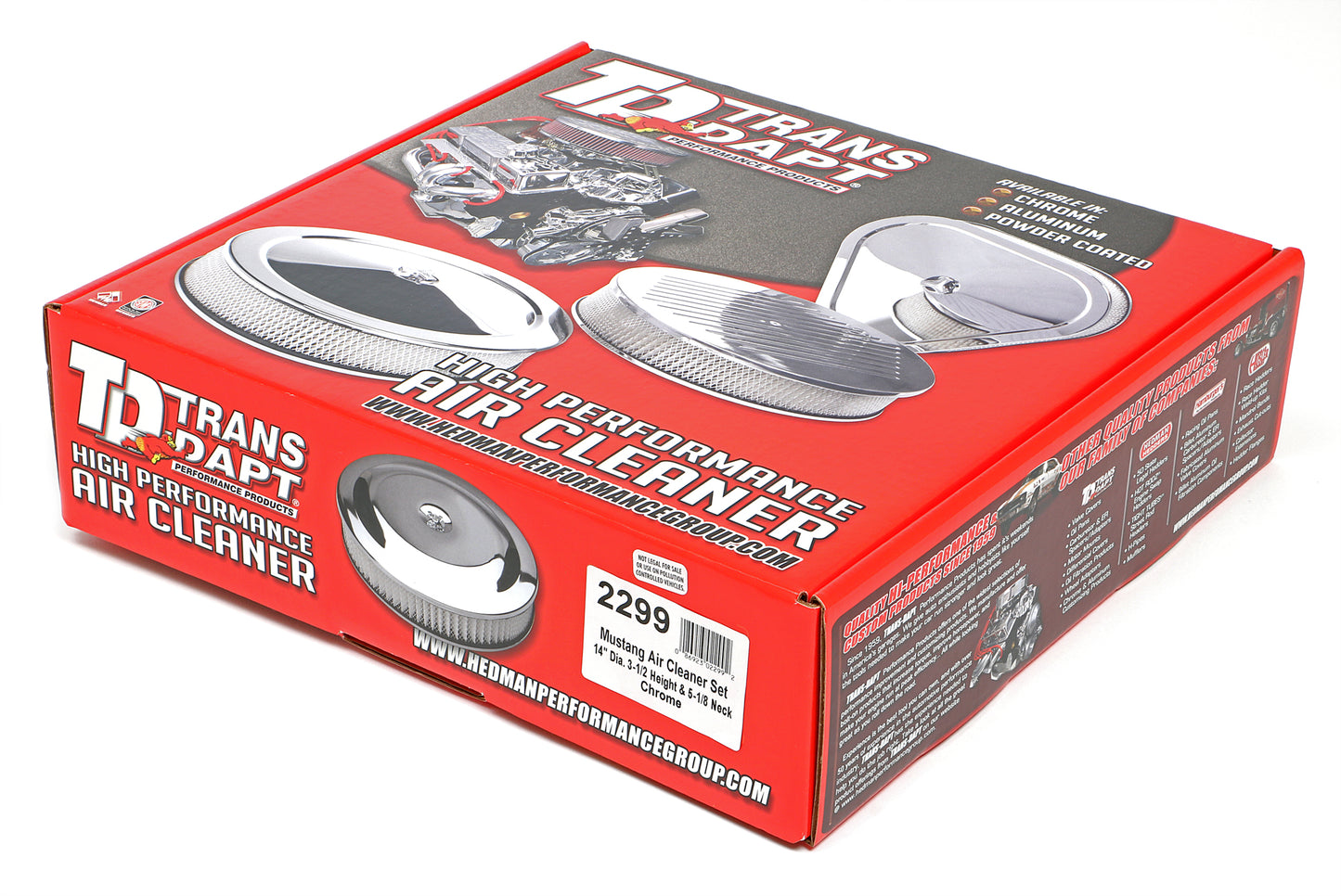 Trans-Dapt Performance Ford Mustang 14 In. X 2 In. Air Cleaner Set; Factory Style 289 Ci Sticker 2299