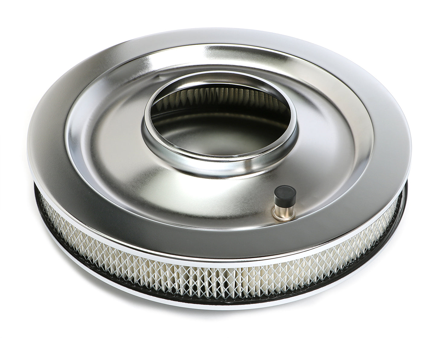 Trans-Dapt Performance Muscle Car Style Air Cleaner Set; 14 In. Diameter 2-1/8 In. Tall 5-1/8 In. Neck- Chrome 2315