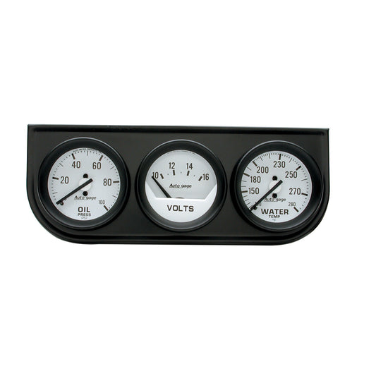 AutoMeter GAUGE CONSOLE OILP/WTMP/VOLT 2-1/16 in. 100 PSI/280 Fahrenheit/16V WHT DIAL BLK BZL AG 2327