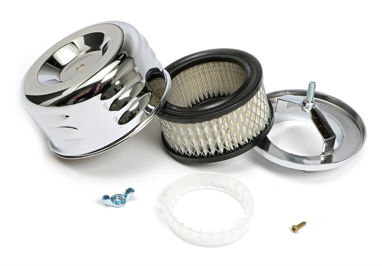 Trans-Dapt Performance Louvered Style Air Cleaner; 4-5/8 In. Diameter; 2-1/16 In. Or 2-5/8 In. Neck- Chrome 2339