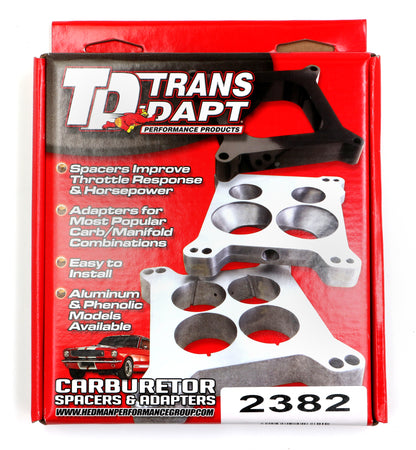 Trans-Dapt Performance 1 In. Holley 4Bbl Spacer - Open- Plastic Phenolic Carburetor Spacer 2382