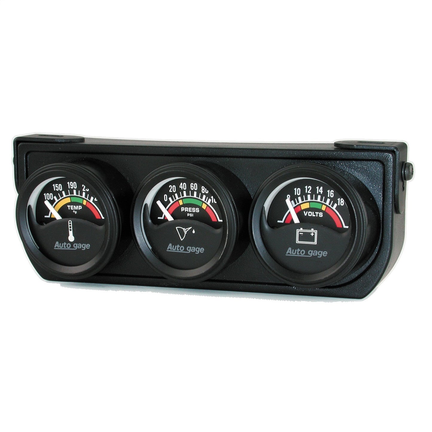 AutoMeter GAUGE CONSOLE OILP/WTMP/VOLT 1.5 in. 100 PSI/280 Fahrenheit/18V ELEC BLK DIAL BLK BZL AG 2391