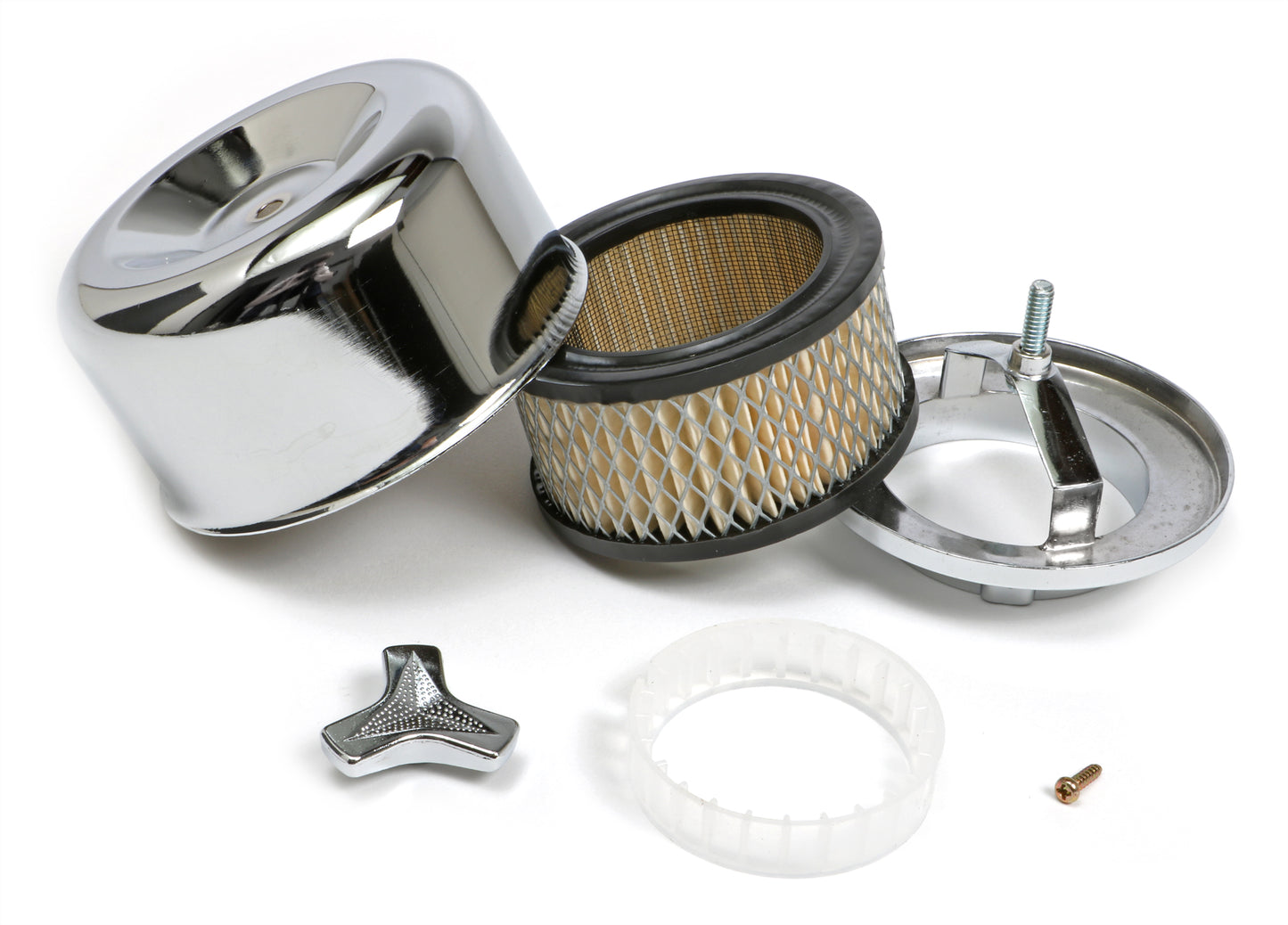 Trans-Dapt Performance 3 Duece Style Air Cleaner; 4-5/8 In. Diameter; 2-1/16 In. Or 2-5/8 In. Neck- Chrome 2399