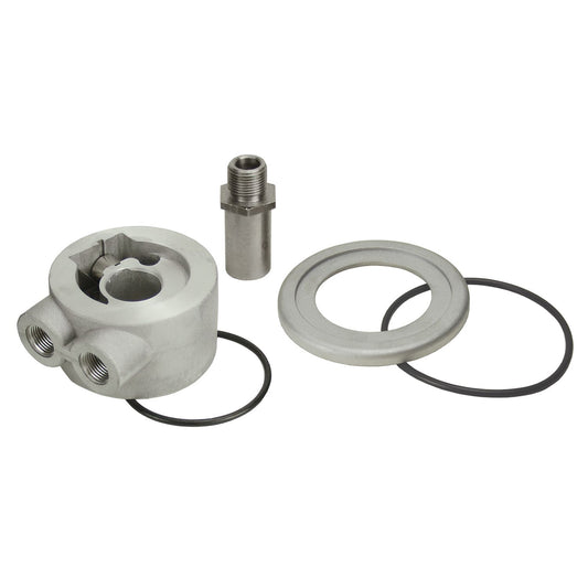 Derale Thermostatic Sandwich Adapter with 3/8" NPT Ports and 13/16"-16 Filter Thread 25731