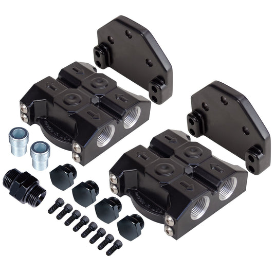 Derale Premium -10AN Side Ports Dual Filter Mount, 13/16"-16 Filter Threads 35727