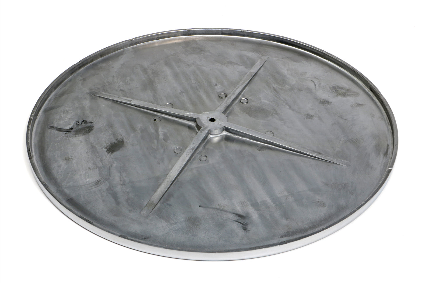 Trans-Dapt Performance 14 In. Round Polished Aluminum Air Cleaner Top; Pinstripes Ball-Milling 2490