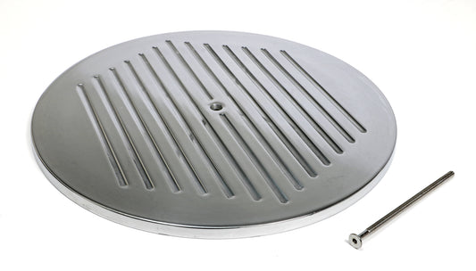 Trans-Dapt Performance 14 In. Round Polished Aluminum Air Cleaner Top; Pinstripes Ball-Milling 2490