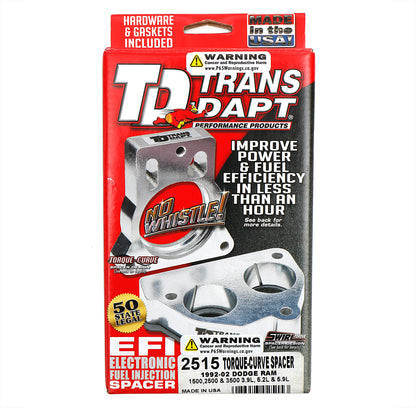 Trans-Dapt Performance Cast Aluminum Torque-Curve Mpfi Spacer For 1992-02 Dodge Ram 1500 2500 3500 With 3.9L 5.2L Or 5.9L 2515