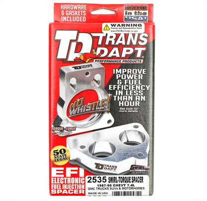 Trans-Dapt Performance 1987-90 7.4L Chevy/Gmc Trucks/Suvs And Motorhomes- Swirl-Torque Throttle Body Spacer 2535