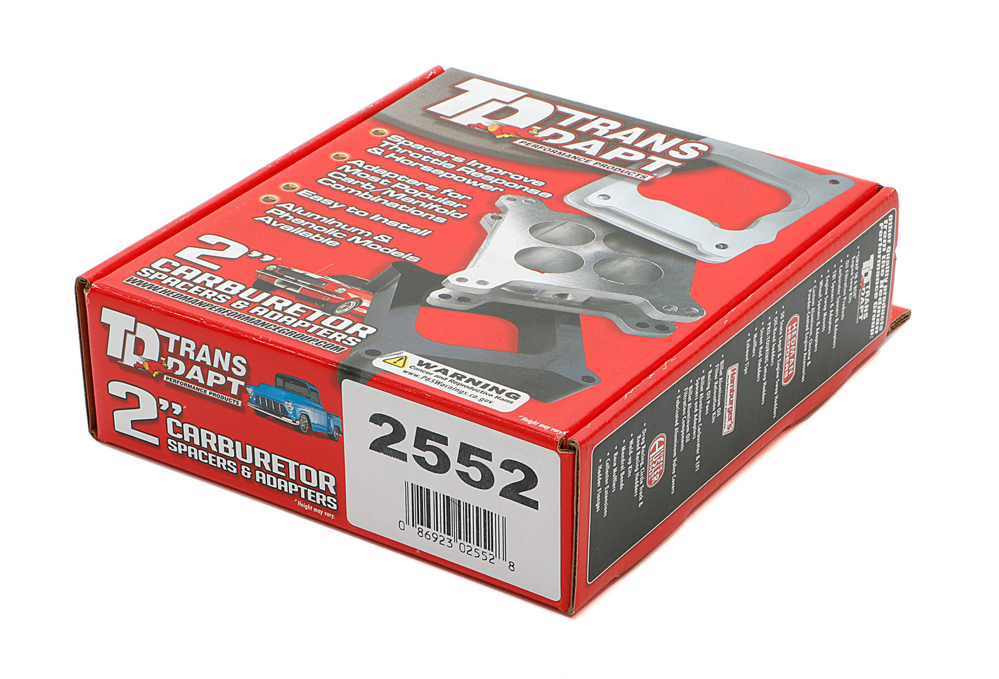 TRANS-DAPT PERFORMANCE PRODUCTS 2 IN. QUADRAJET - PORTED; BILLET ALUMINUM CARBURETOR SPACER 2552