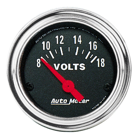 AutoMeter 2-1/16 in. VOLTMETER 8-18V TRADITIONAL CHROME 2592