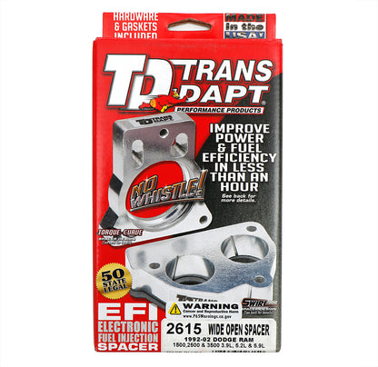 Trans-Dapt Performance Cast Aluminum Wide-Open Mpfi Spacer For 1992-02 Dodge Ram 1500 2500 3500 With 3.9L 5.2L Or 5.9L 2615